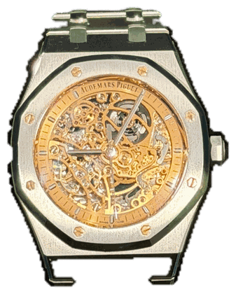 Audemars Piguet Royal Oak Openworked, steel, gilt skeleton movement