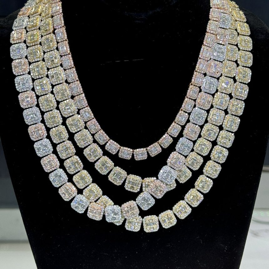 Baguette and cluster diamond chains, two tone