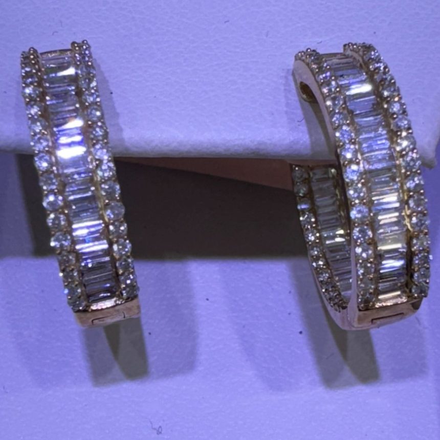 Baguette diamond hoop earrings