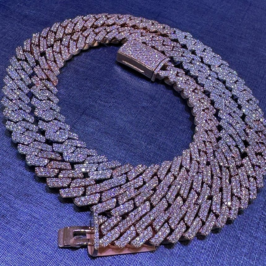 Diamond Cuban link bracelets, rose