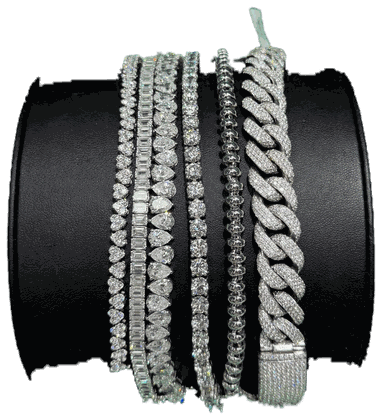 Six white gold diamond bracelets