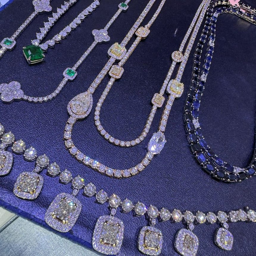 Diamond necklace and earring suite