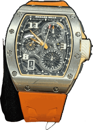 Richard Mille chronograph, titanium and rose gold, orange strap